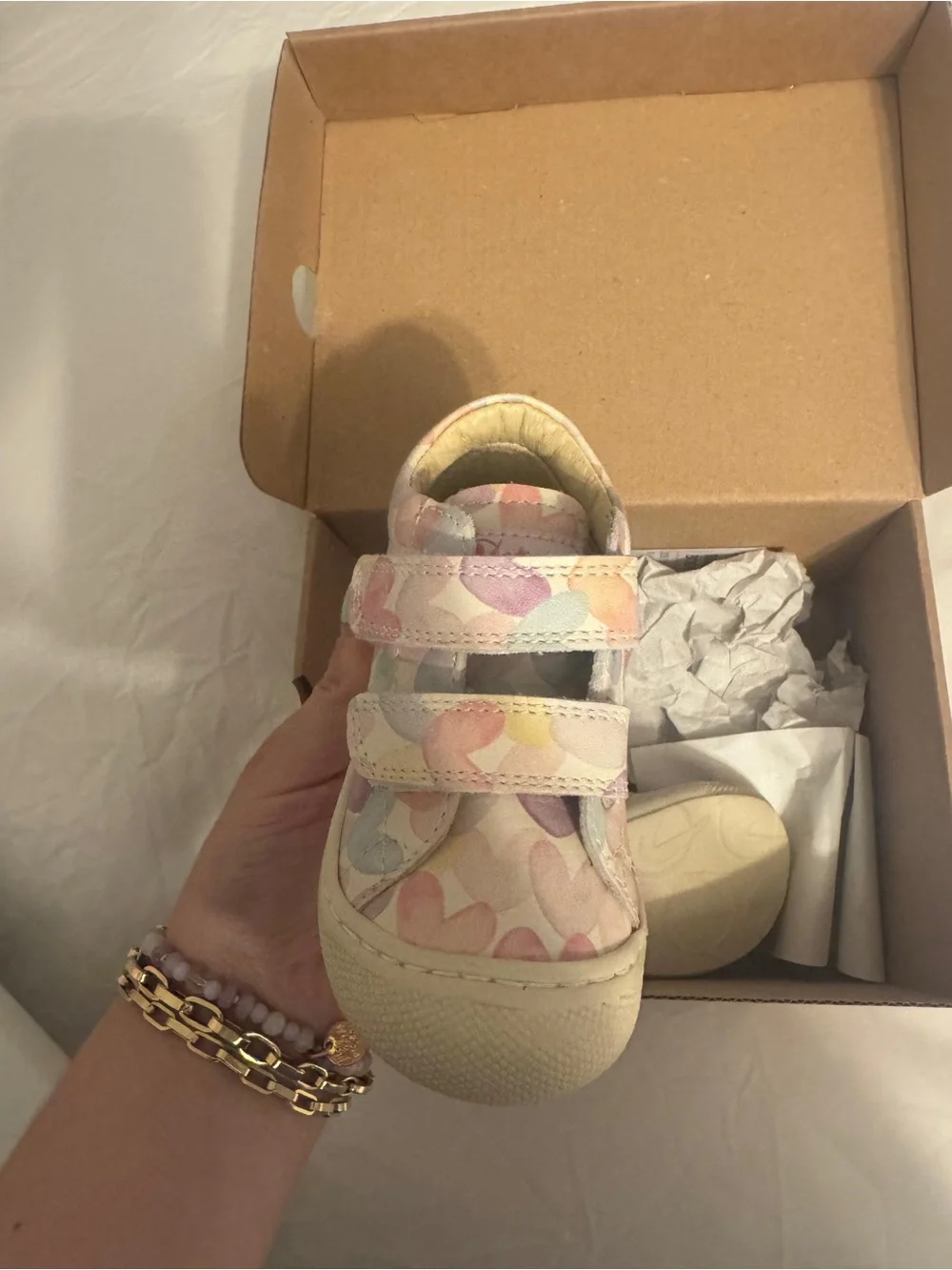 Naturino Toddler Velcro Sneakers in Pastel Multi Heart Print